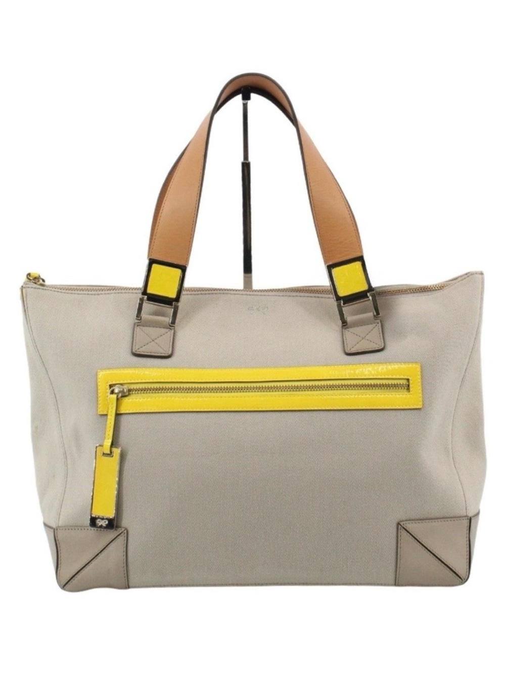 Anya Hindmarch Tan Canvas x Leather Tote Bag